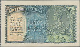 India / Indien: 1 Rupee ND P. 14b, Portrait KGV, With Three Light Vertical Bends, No Holes Or Tears, - Inde