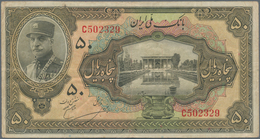 Iran: Bank Melli Iran 50 Rials SH1313 (1934), P.27b, Lightly Stained With A Few Folds And Creases In - Irán