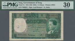 Iraq / Irak: Government Of Iraq ¼ Dinar 1931 (ND 1935), P.7e, Some Folds, Lightly Stained Paper And - Irak