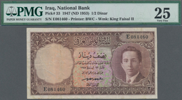 Iraq / Irak: National Bank Of Iraq ½ Dinar 1947 (ND 1953), P.33, Several Folds And Creases In The Pa - Iraq