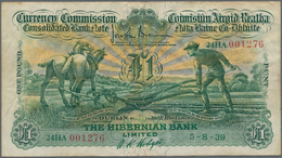 Ireland / Irland: The Hibernian Bank 1 Pound 1939 "Ploughman", P.14b, Still Great Condition With Lig - Irlanda