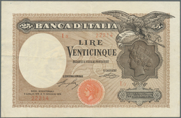 Italy / Italien: Rare Banknote Of 25 Lire 1918 P. 42 In Exceptional Condition With Light Center And - Other & Unclassified