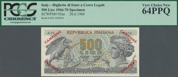 Italy / Italien:  Repubblica Italiana 500 Lire 1966 SPECIMEN, P.93as With Zero Serial Number Red Ove - Sonstige & Ohne Zuordnung