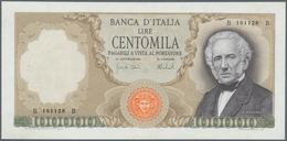 Italy / Italien: 100.000 Lire 1974 P. 100c Manzoni, S/N B 161128 B, Light Vertical Folds In Paper, P - Altri & Non Classificati