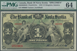 Jamaica: The Bank Of Nova Scotia 1 Pound 1919 SPECIMEN, P.S131s, Uncirculated And PMG Graded 64 Choi - Giamaica