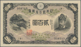 Japan: 200 Yen 1945, P.44a, Tiny Dint At Upper And Lower Right And Soft Vertical Bend. Condition: XF - Giappone