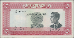 Jordan / Jordanien: 5 Dinars L.1949 (1952), P.7, Still Crisp Paper And Bright Colors With A Few Fold - Jordanie