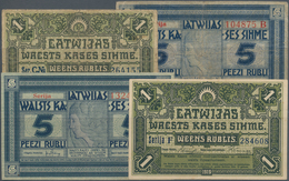 Latvia / Lettland: Latwijas Walsts Kaşes Set With 4 Banknotes Containing 2 X 1 Rublis 1919 P.2a,b In - Latvia