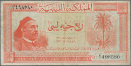 Libya / Libyen: Kingdom Of Libya 5 Piastres 1952, P.12, Lightly Toned Paper With Some Folds And Crea - Libia