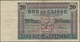 Luxembourg: 20 Francs ND(1926), P.35, Strong Center Fold, Some Other Minor Creases In The Paper And - Luxemburg