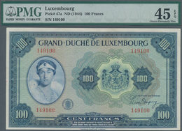 Luxembourg: Grand-Duché De Luxembourg 100 Francs ND(1944), P.47a, Great Original Shape With A Few So - Luxemburg