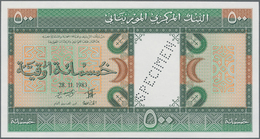 Mauritania / Mauretanien: 500 Ouguiya 1983 Front And Reverse Specimen With Perforation / Red Overpri - Mauritanië