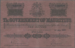 Mauritius: The Government Of Mauritius 10 Rupees July 1st 1928, P.17, Still Nice With Crisp Paper An - Maurice