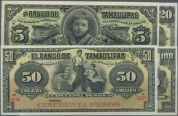Mexico: El Banco De Tamaulipas Set With 4 Banknote Remainder 5, 20, 50 And 100 Pesos 1902-14, P.S429 - Mexiko
