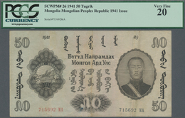 Mongolia / Mongolei: Mongolian Peoples Republic 50 Tugrik 1941, P.26, High Denomination And Very Rar - Mongolia