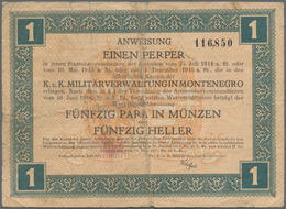 Montenegro: Very Interesting Lot With 15 Banknotes 1 - 100 Perpera 1912-1917, Comprising 2, 5, 10 Pe - Autres - Europe