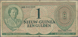 Netherlands New Guinea / Niederländisch Neu Guinea: Pair With 1 Gulden 1950 P.4 And 5 Gulden 1954 P. - Papua-Neuguinea