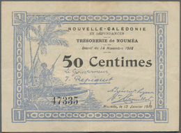 New Caledonia / Neu Kaledonien: Trésorerie De Nouméa 50 Centimes L.1918, P.33, Vertical Fold At Cent - Nouvelle-Calédonie 1873-1985