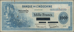New Caledonia / Neu Kaledonien: Banque De L'Indochine - Noumea 1000 Francs Overprint "Émission 1944" - Numea (Nueva Caledonia 1873-1985)