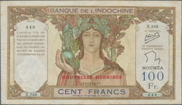 New Hebrides / Neue Hebriden: Banque De L'Indo-Chine 100 Francs ND(1945-60) With Red Overprint “Nouv - Nouvelles-Hébrides