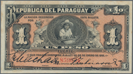 Paraguay: Pair With 1 Peso Fuerte L.1916 P.138 (XF) And 5 Pesos Fuertes L.1923 P.163 (VF). (2 Pcs.) - Paraguay