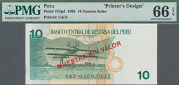 Peru: Printer's Design For 10 Nuevos Soles 1995 Front And Back, P.157pd, Each One With Empty Reverse - Perù