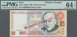 Peru: Printer's Design For 20 Nuevos Soles 1995 Front And Back, P.159pd, Each One With Empty Reverse - Perú