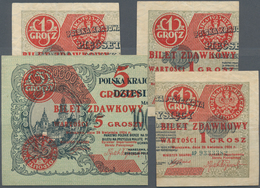 Poland / Polen: Set With 4 Banknotes Of The 1924 Provisional “Cut In Half” Notes “Bilet Zdawkowy” Wi - Pologne