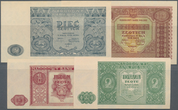 Poland / Polen: Set With 4 Banknotes With 1, 2, 5 And 10 Zlotych 1946, P.124-126, All In AUNC/UNC Co - Polonia