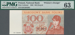 Poland / Polen: Unissued Banknote Essay 100 Zlotych 1965, P.NL, In Perfect UNC Condition, Offset Pri - Pologne