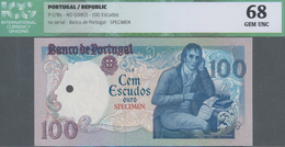 Portugal: 100 Escudos ND(1980) SPECIMEN, P.178s In UNC, ICG Graded 68 GEM UNC - Portogallo