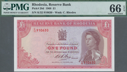 Rhodesia / Rhodesien: Reserve Bank Of Rhodesia 1 Poound 1968, P.28d In UNC, PMG Graded 66 Gem Uncirc - Rhodesien