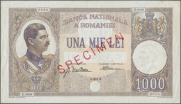 Romania / Rumänien: Banca Naţională A României 1000 Lei 1934 SPECIMEN, P.37s, Unfolded With Some Min - Rumania