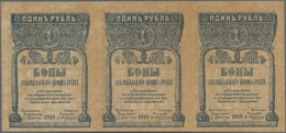 Russia / Russland: Transcaucasia - Commissariat Uncut Sheet Of 3 Notes 1 Ruble 1918, P.S601 In Perfe - Rusland