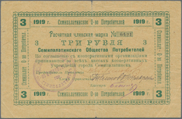 Russia / Russland: Kazakhstan - Semipalatinsk 3 Rubles 1919, P.NL (R. 16438), Condition: F/F+. Highl - Rusland