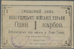 Russia / Russland: City Of NOVAJA USHITSA 1 Karbovantsiv 1919, P.NL (R. 16771), Soft Fold At Center, - Rusia
