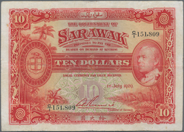 Sarawak: Government Of Sarawak 10 Dollars 1st July 1929, P.16, Still Great Condition With Strong Pap - Malesia