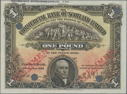 Scotland / Schottland: The Commercial Bank Of Scotland Limited 1 Pound 1924 Color Trial SPECIMEN In - Autres & Non Classés