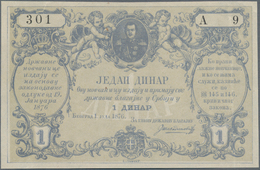 Serbia / Serbien: Kingdom Of Serbia 1 Dinar 1876, P.1, Highly Rare Banknote In Excellent Condition, - Serbie