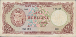 Somalia: Banca Nazionale Somala 20 Scellini 1968, P.11, Pinholes At Upper Left, Some Folds And Obiou - Somalie