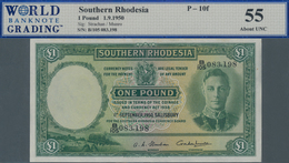 Southern Rhodesia / Süd-Rhodesien: 1 Pound September 1st 1950, P.10f, Some Minor Traces Of Glue At U - Rhodesien