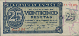 Spain / Spanien: Banco De Espana - Burgos, 25 Pesetas 1936, P.99, Great Condition Without Larger Fol - Andere & Zonder Classificatie