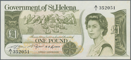 St. Helena: Nice Set With 5 Banknotes Including 2x 1 Pound ND(1981) P.9 With Running Serial Numbers - Isla Santa Helena