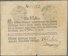 Sweden / Schweden: Consecutive Numbered Pair Of The 16 Schillingar Banco 1849, P.A102b With Serial N - Suède