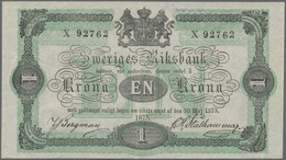 Sweden / Schweden: Sweriges Riksbank 1 Krona 1875, P.1b, Excellent Condition With A Few Minor Crease - Suecia