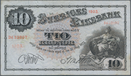 Sweden / Schweden: Sveriges Riksbank 10 Kronor 1903, P.20f, Vertically Folded, Tiny Dint At Upper Le - Svezia