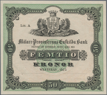 Sweden / Schweden: Mälare Provinsernas Enskilda Bank 50 Kronor 1875 Remainder Without Signatures And - Suecia