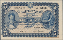 Switzerland / Schweiz: La Caisse Fédérale 5 Francs 1914 With French Text On Front, P.14, Almost Perf - Schweiz