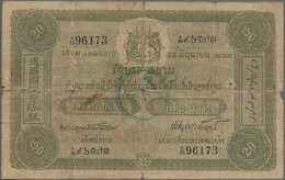Thailand: Government Of Siam 20 Ticals 1919, P.11d, Great Rarity, Some Graffities And Stamps On Back - Tailandia