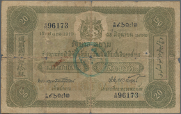 Thailand: Government Of Siam 20 Ticals 1919, P.11d, Great Rarity, Some Graffities And Stamps On Back - Thaïlande